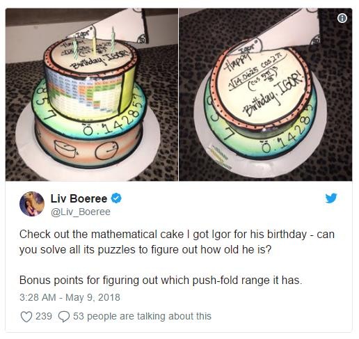 你能看懂Liv Boeree送给男友的数学蛋糕吗？
