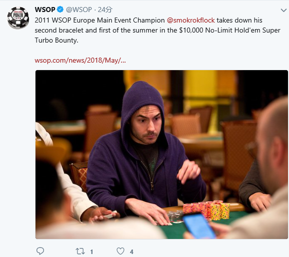 WSOP第2项赛事结束，Elio Fox成为2018首位金手链得主！