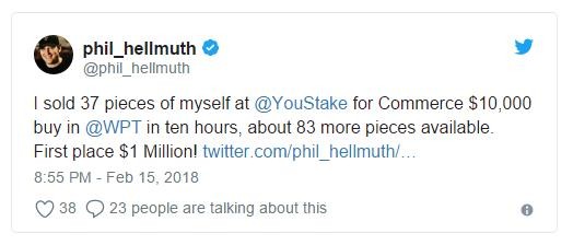 Phil Hellmuth任YouStake的代言人兼顾问