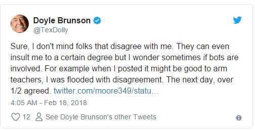 Doyle Brunson支持特朗普建议教师配枪的提议
