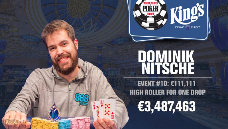 2017 WSOPE：Dominik Nitsche取得$111,111一滴水豪客赛冠军