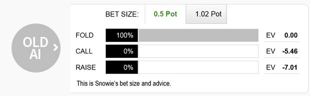 ​PokerSnowie研究：是否用AK跟注枪口玩家的翻前全压？