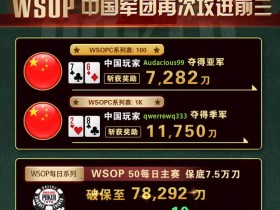 【GG扑克】WSOPC每日赛况更新！5月23日 中国军团再次攻进前三