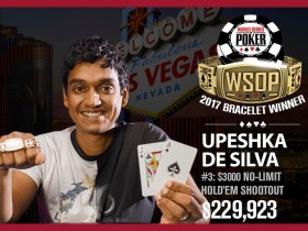 【GG扑克】WSOP赛讯：Upeshka De Silva赢得3000美元买入Shootout锦标赛冠军