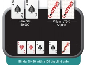 【EV扑克】牌局分析：在小盲位拿到这手A5同花，该怎么打？