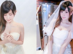 【GG扑克】好兇猛的「爆乳新娘」！臉蛋甜美的電玩coser「四月桐寶寶」 婚紗造型網友好想娶！