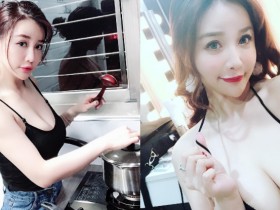 【GG扑克】女神「李萱 Verna」化身性感小廚娘　只穿圍裙獻上深夜料理！