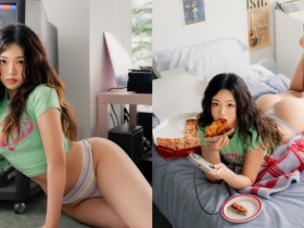 【GG扑克】「蜜臀尤物」宅樣吃Pizza太性感，「鮮嫩蜜桃香」讓粉絲想嗑
