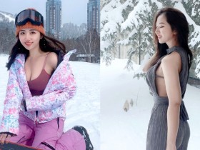 【GG扑克】雪地現暖流！清新正妹「何蓁Chen Ho」外套一拉跳出洶湧雪乳，白皙香肩征服整個北海道！