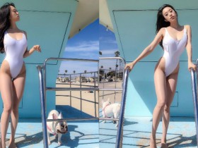 【GG扑克】白色最棒!性感正妹「純白高衩」泳裝太惹火 逆天長腿佔滿整個畫面!