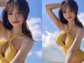 【GG扑克】可愛度爆表!「香港酒窩正妹」海邊泳裝照乳量驚人,「S曲線」太犯規啦!