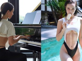 【GG扑克】「爆乳鋼琴家」小丁褲卡渾圓蜜桃 中空泳裝展現渾圓南半球!