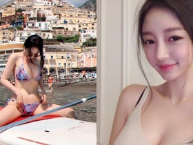 【GG扑克】爆乳比基尼妹「雙腳開開做獨木舟」,邪惡的坐姿超引人遐想…
