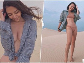 【GG扑克】熱情日本妹「沙漠大膽解放美乳」,裡面沒穿直接「中路大開」!