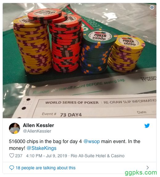 Allen Kessler结束连续15年无缘WSOP主赛钱圈的厄运