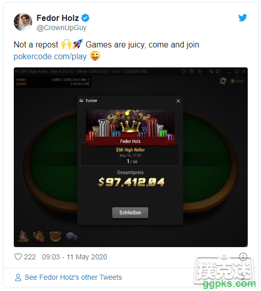 Fedor Holz一周内赢得三个豪客赛