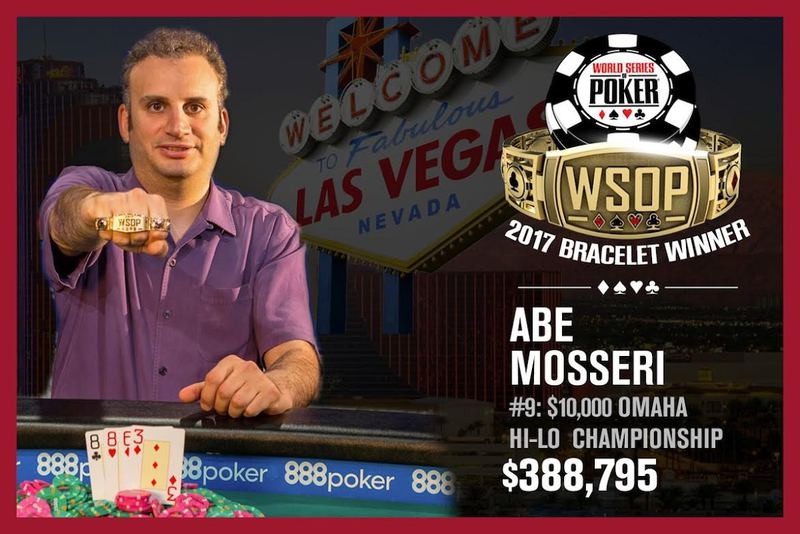 WSOP赛讯：Mosseri夺得1万美元买入Omaha 8 or Better锦标赛冠军