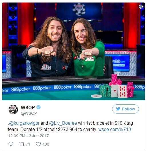 Liv Boeree的WSOP金手链拍卖交易价$10,200