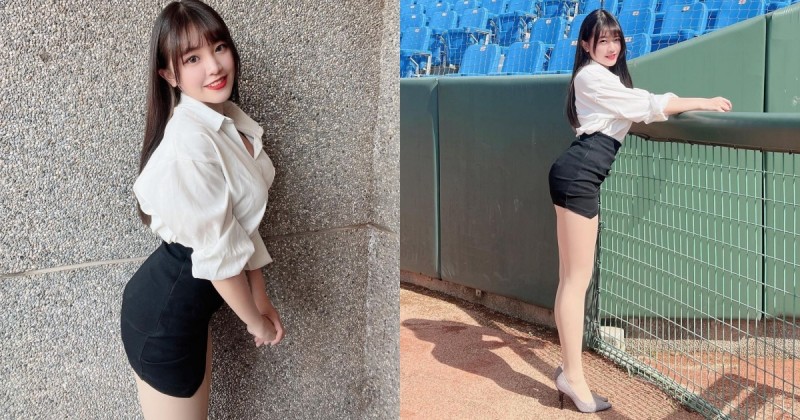 【GG扑克】【网络美女】桃园棒球场出现「美翘臀OL」!衬衫窄裙秀「白嫩长腿」线条好性感!