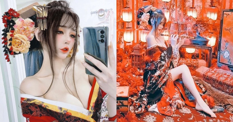 【GG扑克】JKF 女郎「蜜莎 Misa」化身「最美花魁」!穿和服曬 E 級身材、白皙美腿
