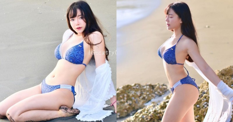 【GG扑克】沙灘上的「白皙巨乳」比基尼混血正妹!五官精緻前凸後翹,超窈宨曲線好無敵!