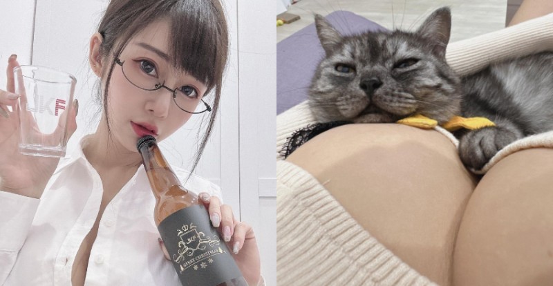 【GG扑克】巨乳甜心「安希」成為人形肉墊 愛貓爽躺深溝快睡著!