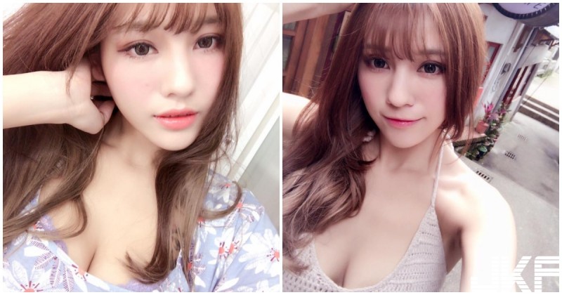 女模小街性感自拍，D奶深溝好養眼，快把路人都迷倒了！