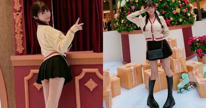 【GG扑克】巨乳甜心「安希」聖誕樹前留念,迷你短裙轉過去「白嫩蜜桃」彈出!