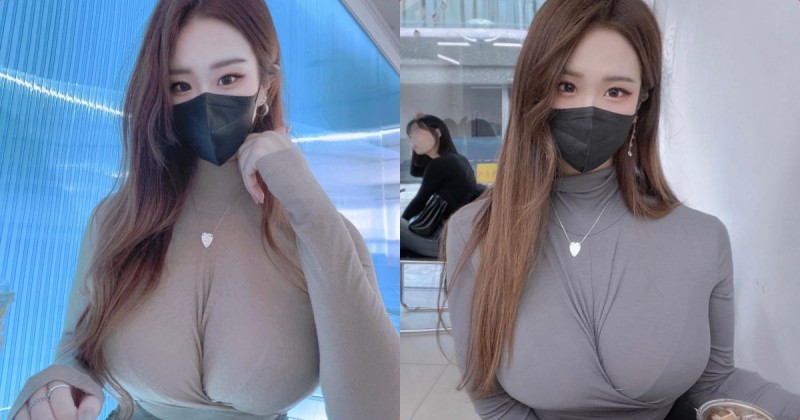 【GG扑克】巨乳正妹「乳溝深到卡住衣服」,「胸前深深的一條線」超養眼!