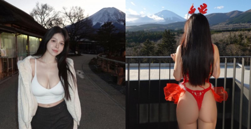 【GG扑克】木瓜姊姊「香菱Ｍandi」露深溝挑戰富士山　網友：一樣壯觀