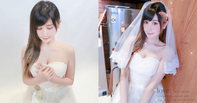 【GG扑克】好兇猛的「爆乳新娘」!臉蛋甜美的電玩coser「四月桐寶寶」 婚紗造型網友好想娶!