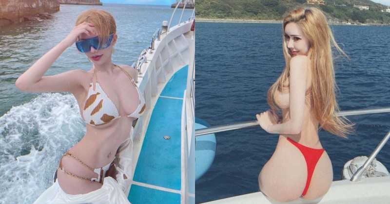 【GG扑克】小琉球驚見「豪乳正妹」辣挺32F出海，陽光直射「無罩美胸」也沒在怕！