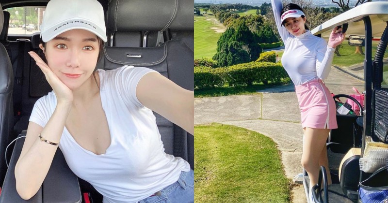 【GG扑克】高爾夫球車上驚見「粉紅短裙正妹」！不只身材曲線「超出眾」，連揮桿姿勢都好漂亮～