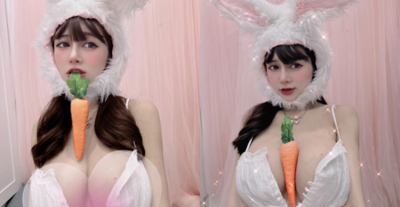 【GG扑克】超萌兔兔「安希Anxi」吃蘿蔔　胸口夾一根想要外帶！
