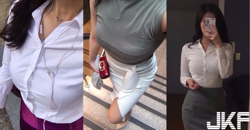 業務姐姐好火辣！飽滿大份量把「襯衫撐爆」！胸口扣子隨時可能彈開&#8230;