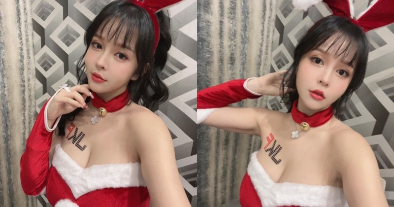 【GG扑克】34H波神「香菱」化身性感聖誕兔女郎!超兇猛「白嫩豪乳」呼之欲出有夠香!