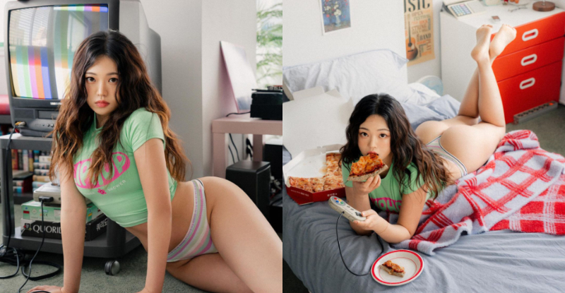 【GG扑克】「蜜臀尤物」宅樣吃Pizza太性感,「鮮嫩蜜桃香」讓粉絲想嗑