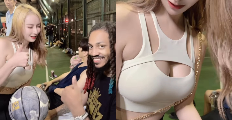 【GG扑克】抖起奶!巨乳御姊「丁丁」多球扣籃,「乳語溝通」老外爽笑讚爆!