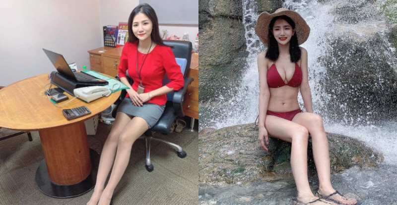 【GG扑克】台新正妹行員「林小欣」制服底下隱藏飽滿美乳身材 網友:想存兩億給她