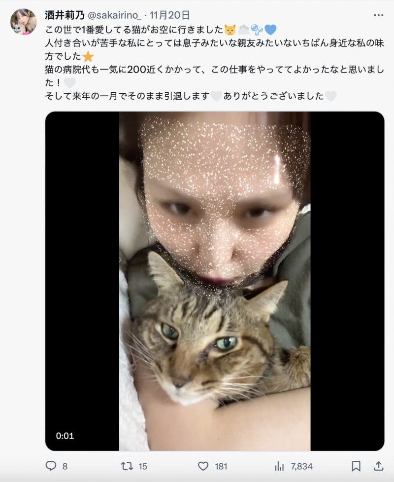 【GG扑克】爱猫过世了⋯东北美人的她也不做了!【EV扑克下载】