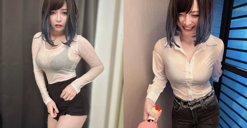 【GG扑克】危險正妹「郭鬼鬼」颱風天出門慘濕,「透明巨乳」比風雨殘暴!