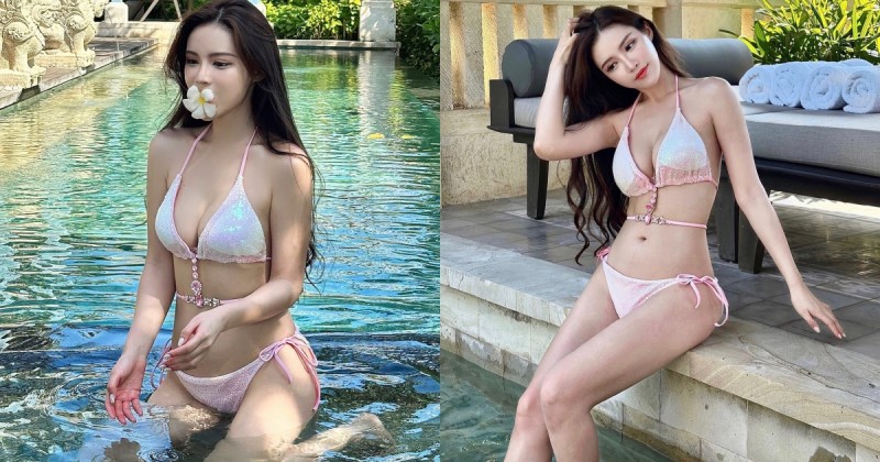 【GG扑克】氣質美乳正妹峇里島度假有夠辣!粉色比基尼秀「雪乳水蛇腰」讓網友猛讚
