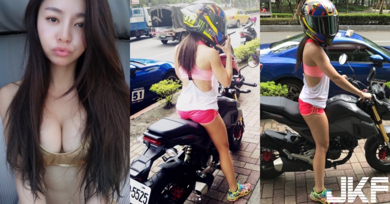 【GG扑克】路上驚見「熱褲女騎士」辣臀駕重機！沒想到安全帽拿下是正妹，還裝載「白嫩大包子」！