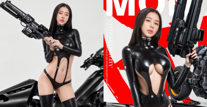 【GG扑克】美乳女神化身《GANTZ 殺戮都市》下平玲花　緊繃皮衣撐到極限