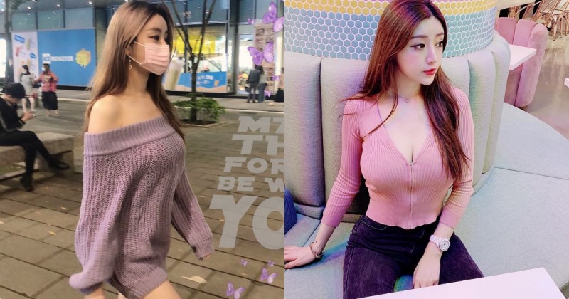 【GG扑克】車頭燈好挺!信義區街頭出現「粉色口罩辣妹」,原來是「地表最強美乳女神」!