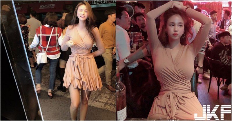 【GG扑克】網拍老闆娘「身材太突出」,出門喝酒也成焦點,小洋裝包不住美乳~