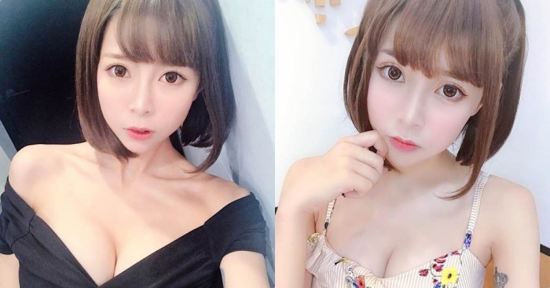 正妹「Chubby糖」深V裝蹦出渾圓美乳，誘人無辜表情萌翻了！