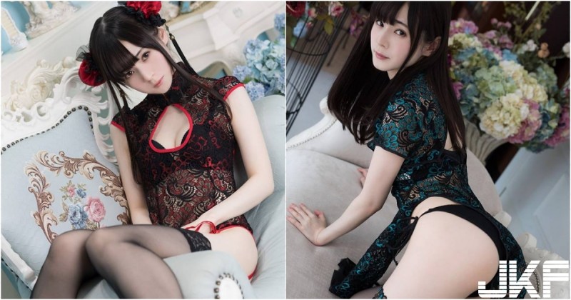 【GG扑克】「甜美嫩妹」旗袍誘惑！造型多變太會玩，「飽滿美臀」對著鏡頭好勾人！