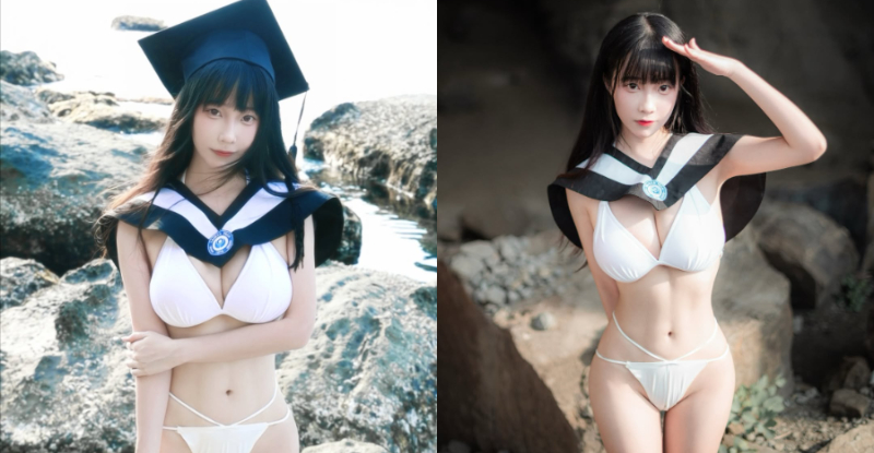 【GG扑克】北藝畢業生「小孟」海邊拍學士照，「極美瘦腰」全民搶修戀愛學分