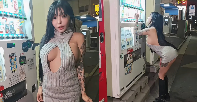 【GG扑克】投幣飲料機好閃！巨乳正妹「櫻花」S曲線炸裂，「ㄉㄨㄞ彈猛奶」跳過來！